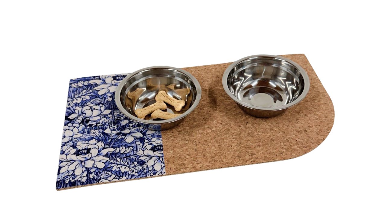 Pet Mat Flower Blue
