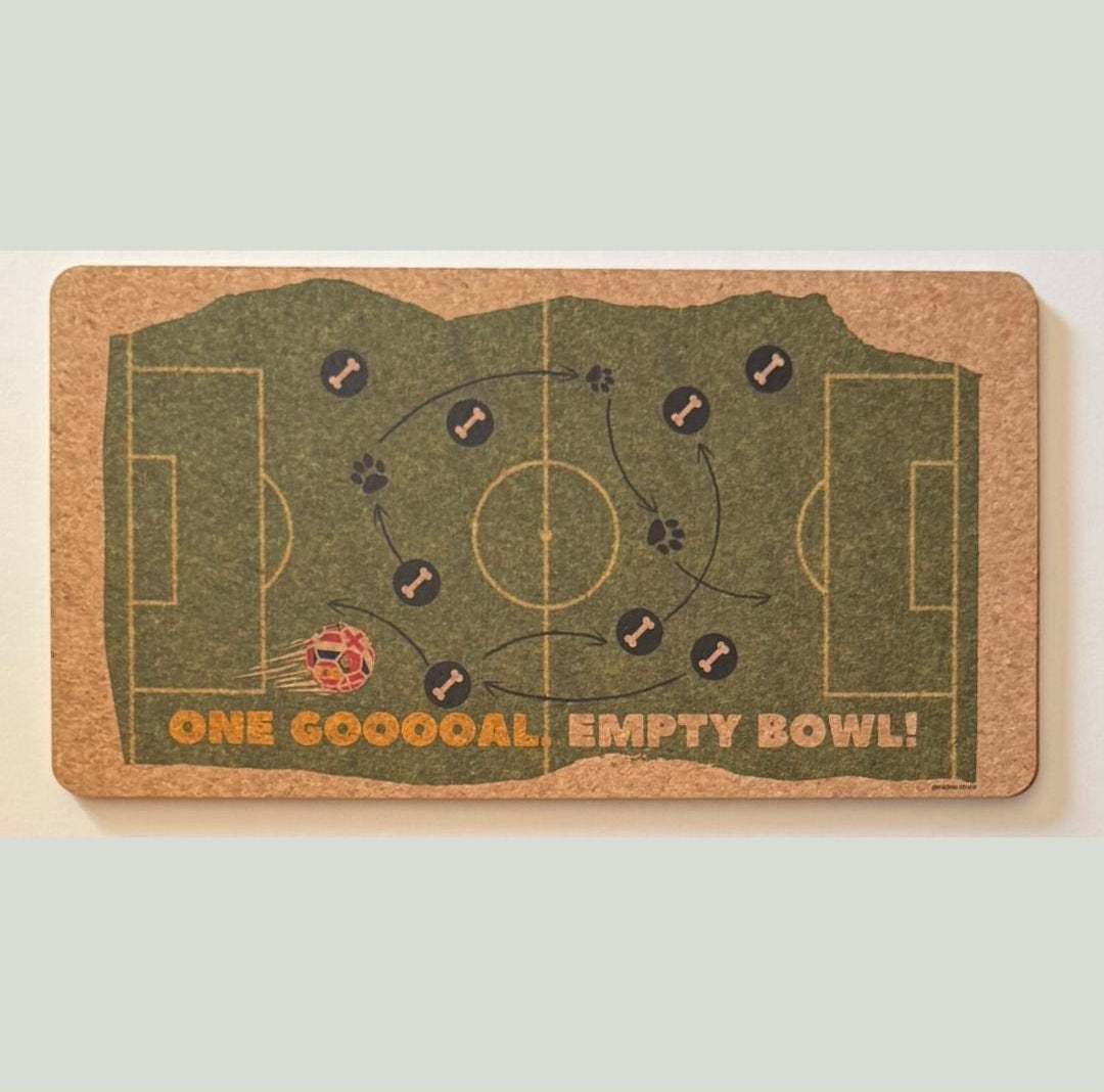 Card with football field design and text on a white background
