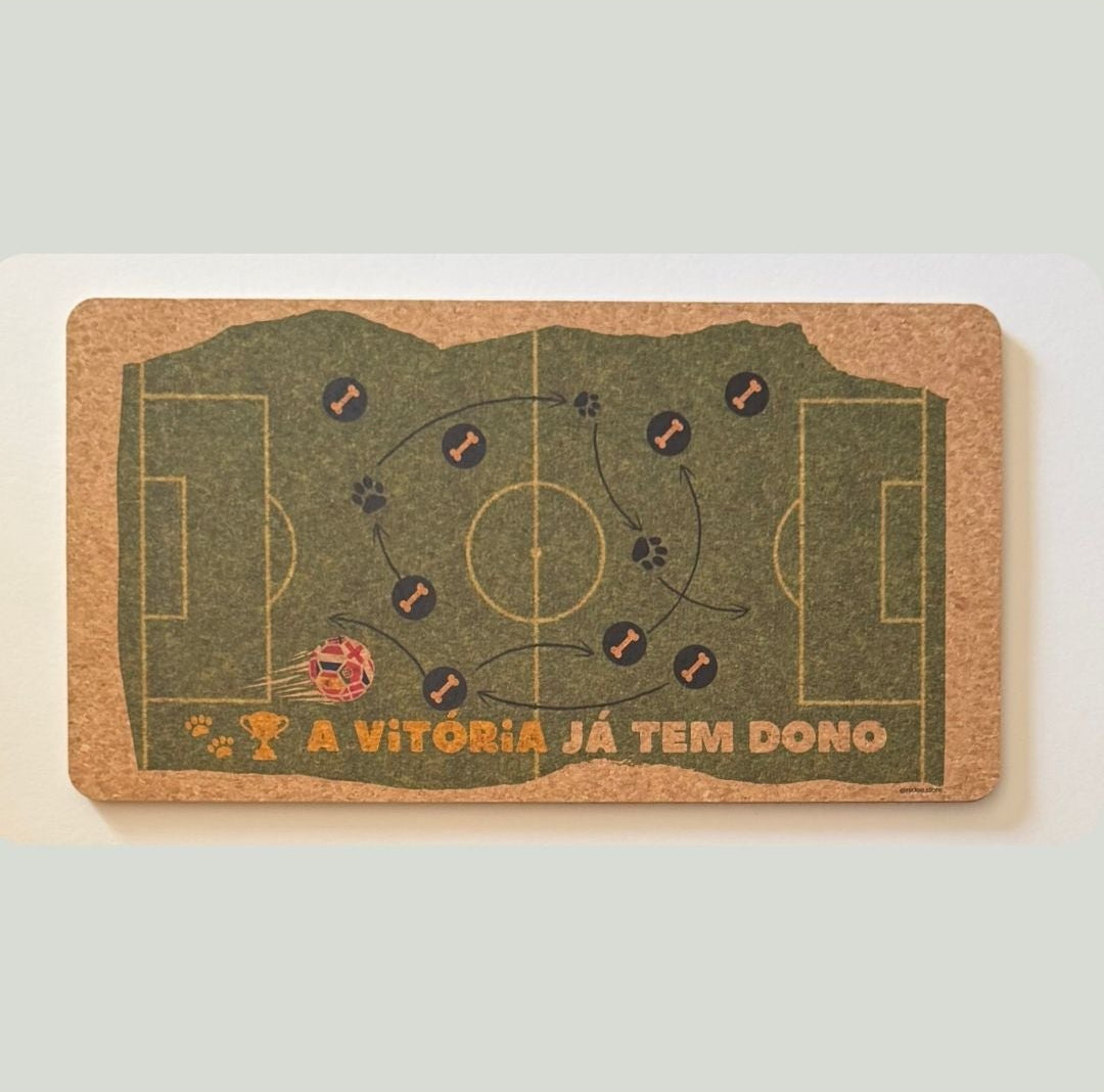 Decorative item with a soccer field design on a cardboard base