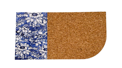 Half floral half cork mat on a white background