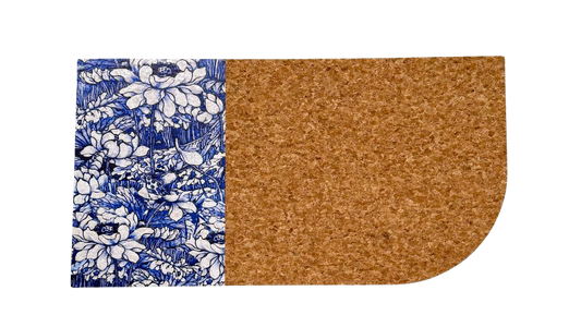 Half floral half cork mat on a white background