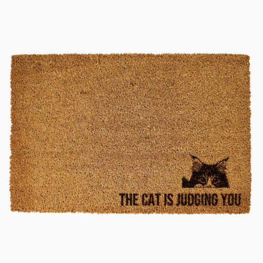 The Cat Is Judging You Doormat with breeds like Maine Coon and Persian, perfect for cat lovers