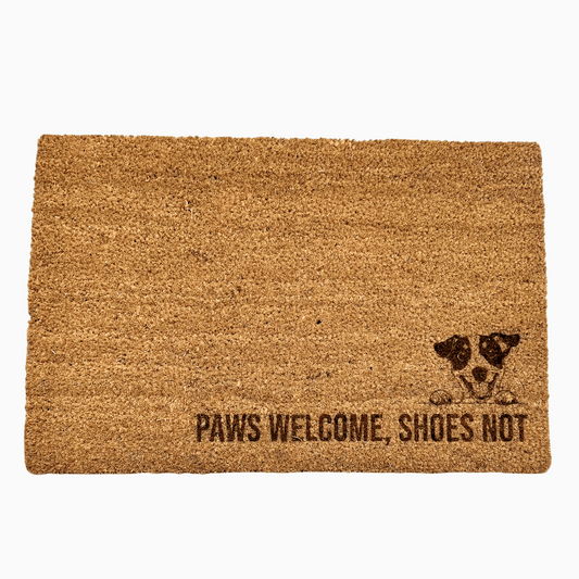 Paws Welcome, Shoes Not Doormat with breeds from Border Collie to American Buly, perfect for dog lovers 
