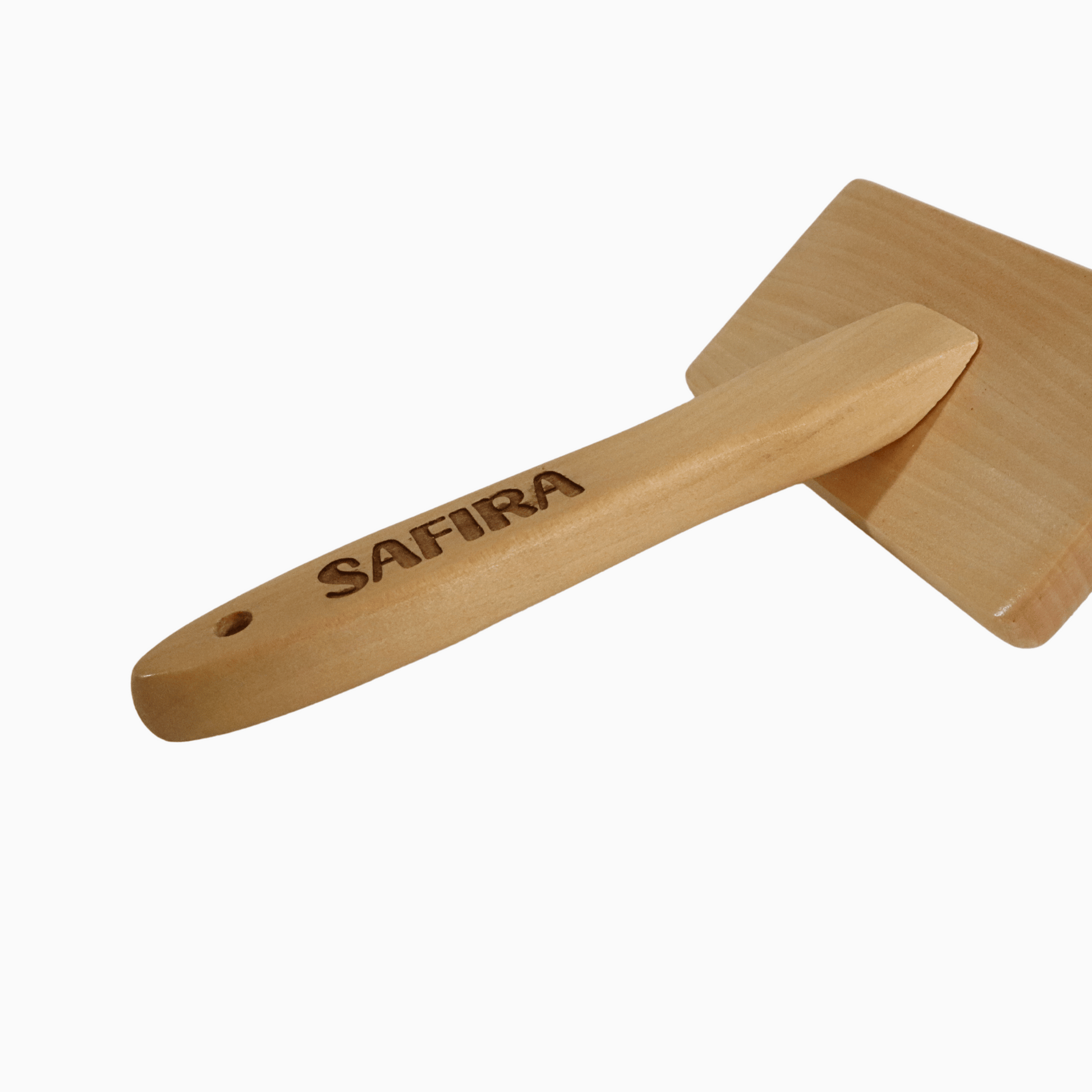 Wooden brush with a rectangular head and a customizable name on cylindrical handle, perfect for dog lovers