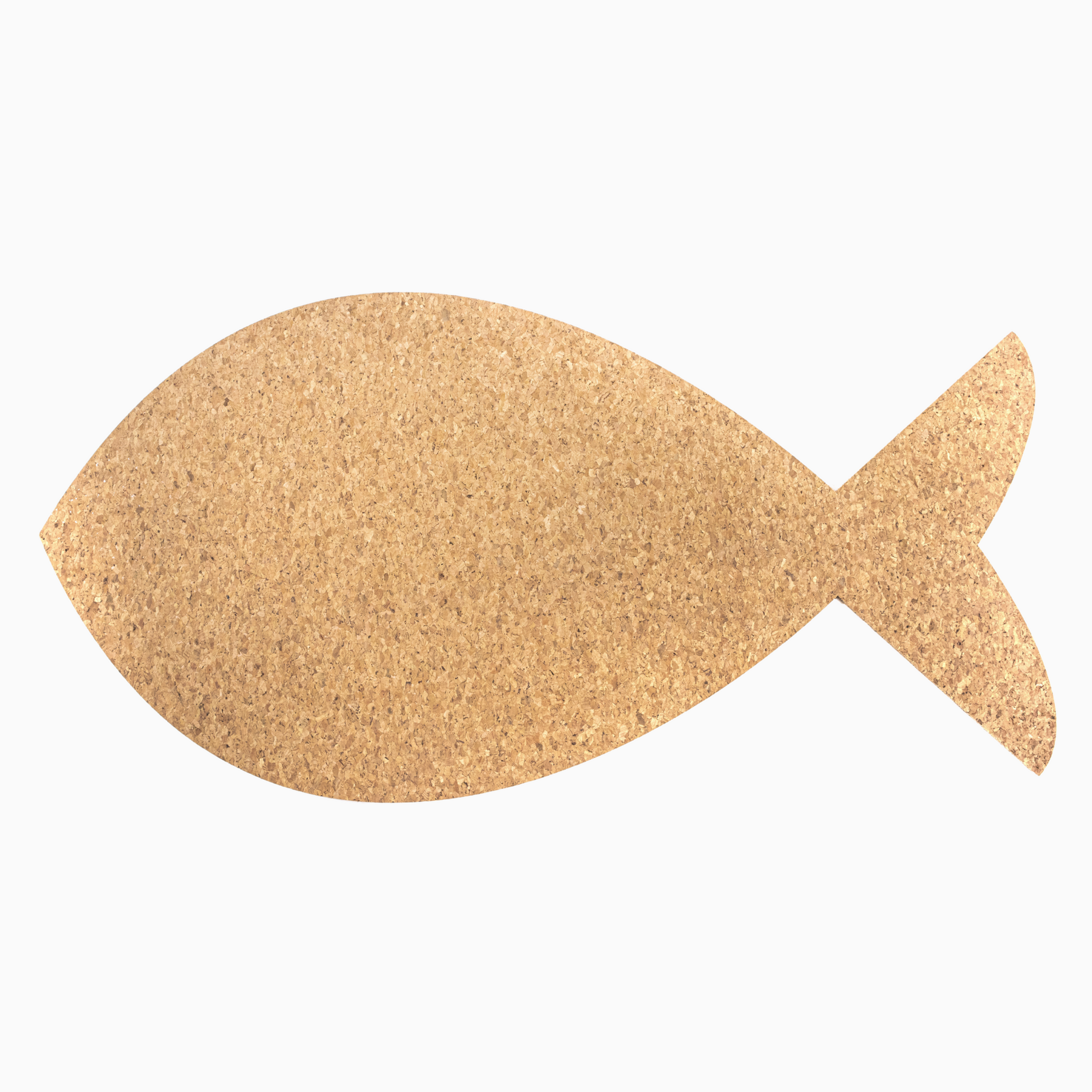 Cork fish-shaped mat on a white background