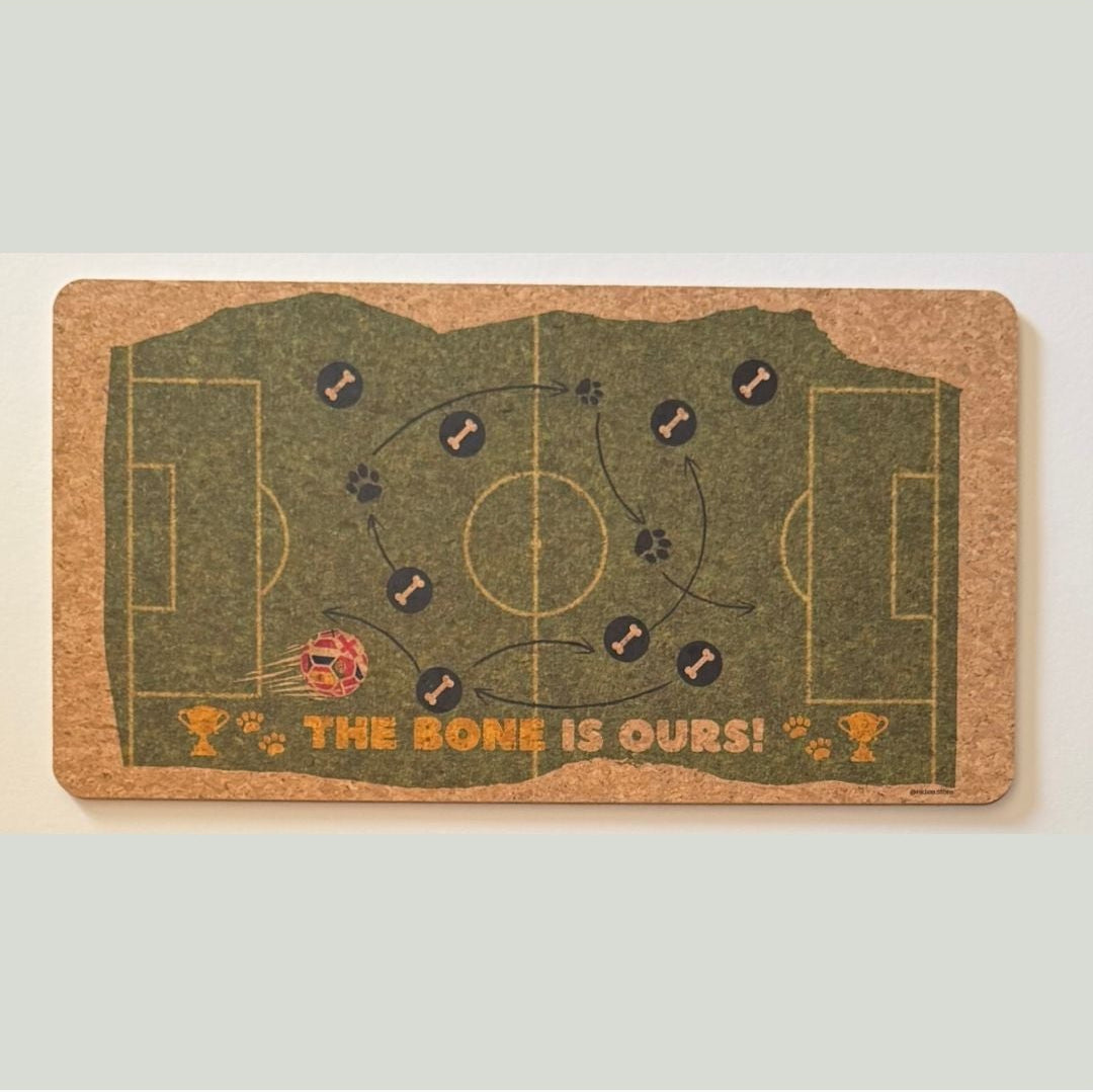 Card with a soccer field diagram and text on a light gray background